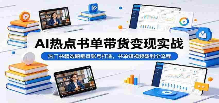 AI热点书单带货变现实战：热门书籍选题垂直账号打造，书单短视频盈利全流程-副业部