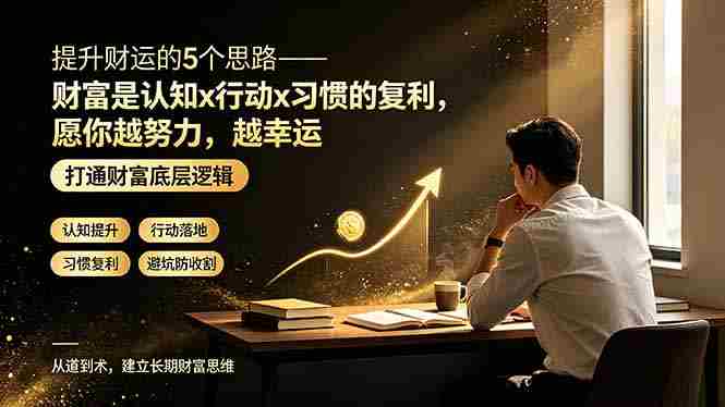（19233期）付费文章：提升财运的5个思路——财富是认知x行动x习惯的复利，愿你越努力，越幸运-副业部
