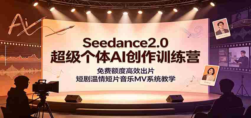 Seedance2.0超级个体AI创作训练营：免费额度高效出片，短剧温情短片音乐MV系统教学-副业部