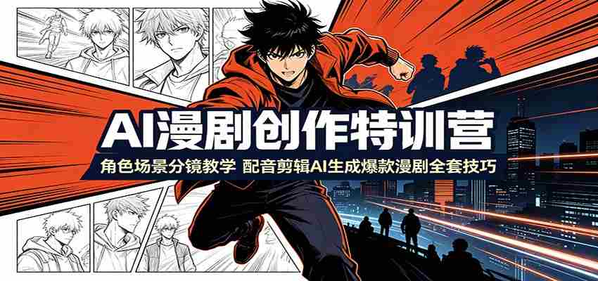 AI漫剧创作特训营：角色场景分镜教学，配音剪辑AI生成爆款漫剧全套技巧-副业部