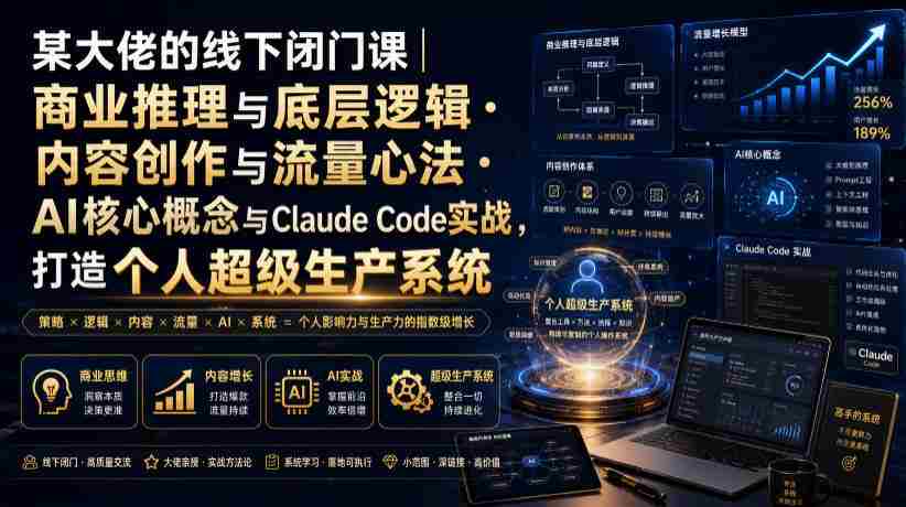 某大佬的线下闭门课｜商业推理与底层逻辑・内容创作与流量心法・AI核心概念与Claude Code实战，打造个人超级生产系统【录音+图片】-副业部