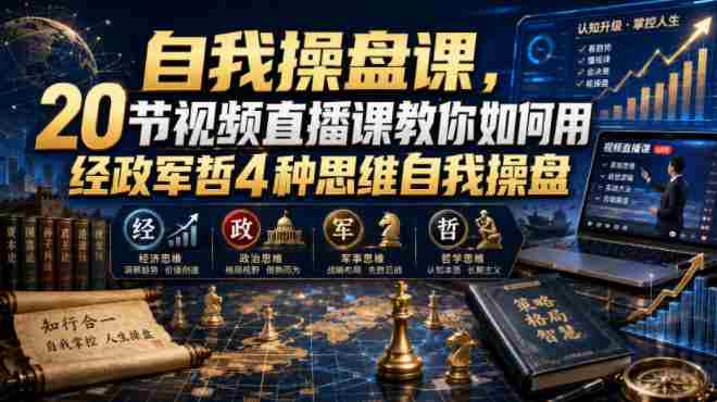 自我操盘课，20节视频直播课教你如何用经政军哲4种思维自我操盘-副业部