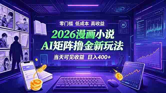 （19219期）爆款小说漫画大阅读 ai矩阵操作 当天可见收益 日入400+ 零门槛 高收益-副业部