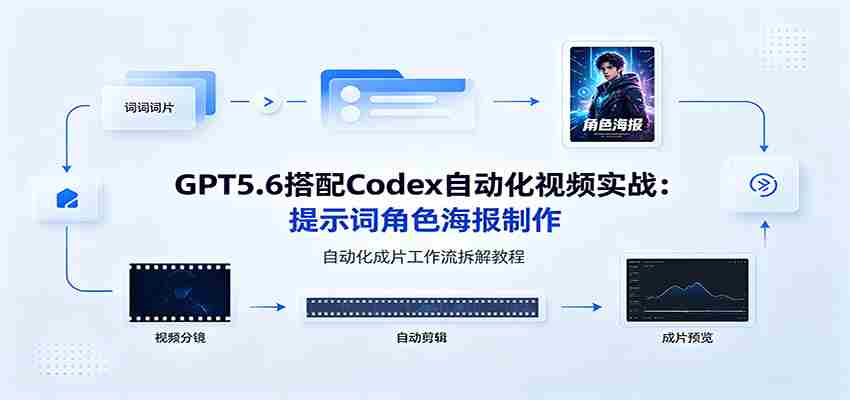GPT5.6搭配Codex自动化视频实战：提示词角色海报制作，自动化成片工作流拆解教程-副业部
