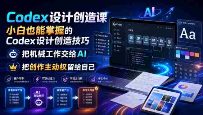 Codex设计创造课，小白也能掌握的Codex设计创造技巧，把机械工作交给AI，把创作主动权留给自己-副业部