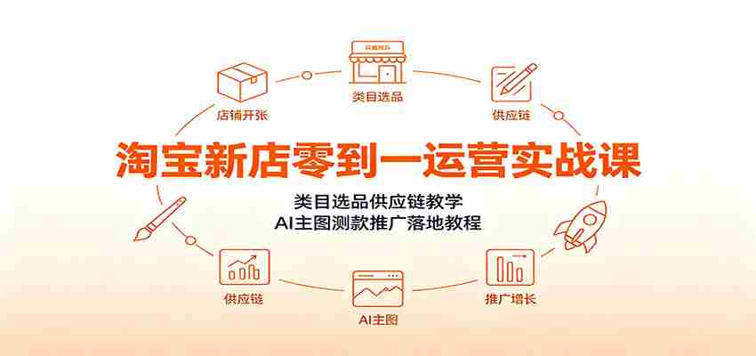 淘宝新店零到一运营实战课：类目选品供应链教学，AI主图测款推广落地教程-副业部