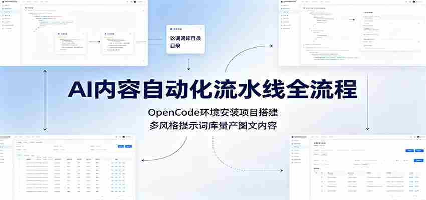 AI内容自动化流水线全流程:OpenCode环境安装项目搭建,多风格提示词库量产图文内容-副业部