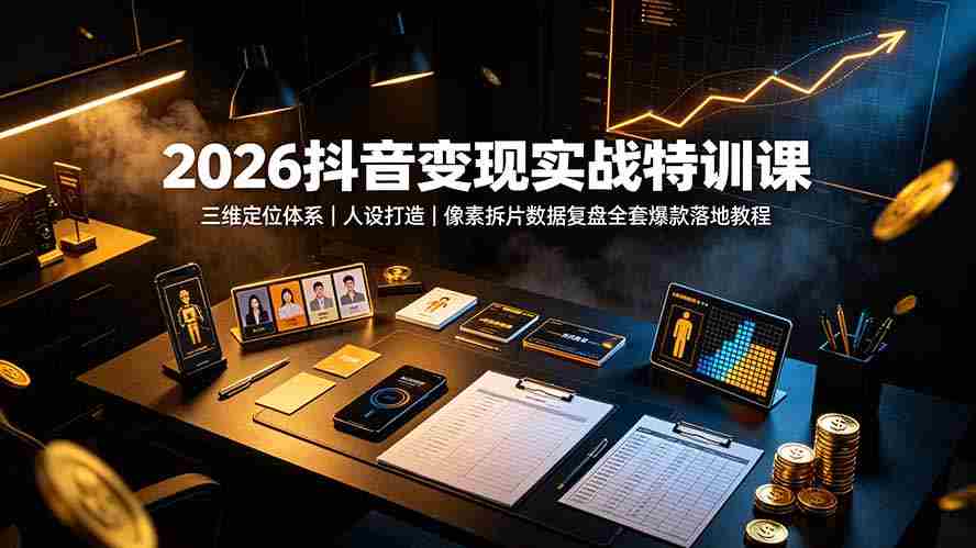 （19419期）2026抖音变现实战特训课：三维定位体系｜人设打造｜像素拆片数据复盘全套爆款落地教程-副业部