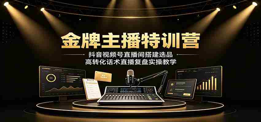 金牌主播特训营：抖音视频号直播间搭建选品，高转化话术直播复盘实操教学-副业部