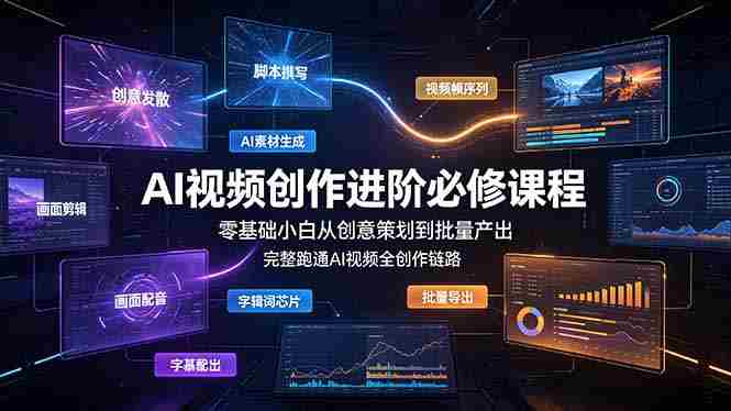 （19159期）AI视频创作进阶必修课程：零基础小白从创意策划到批量产出，完整跑通AI视频全创作链路-副业部