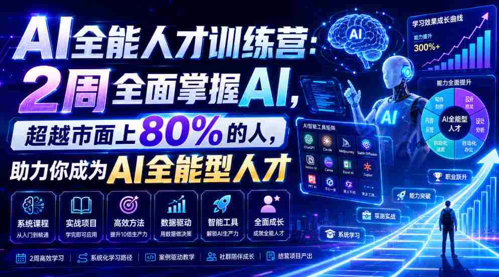 AI全能人才训练营：2周全面掌握AI，超越市面上80%的人，助力你成为AI全能型人才-副业部