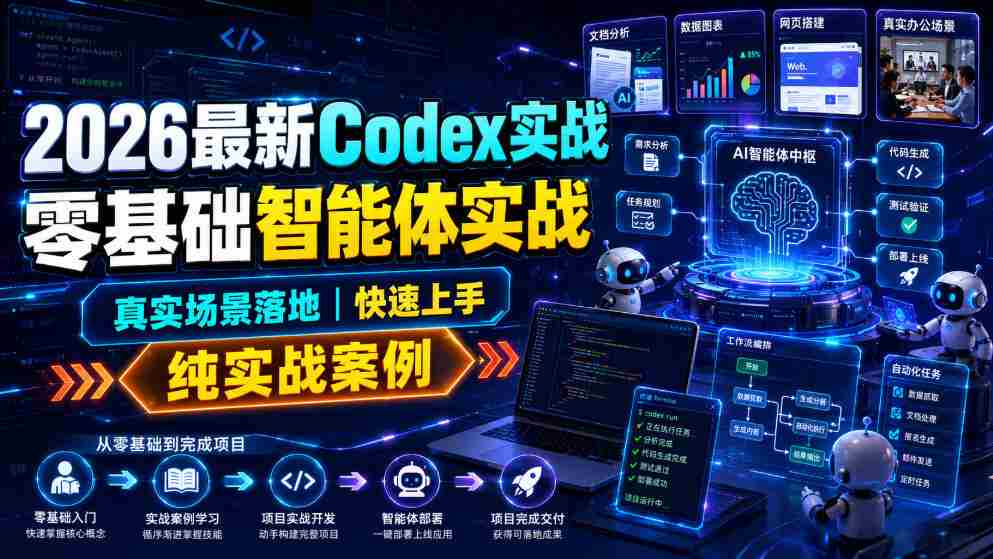2026最新Codex实战零基础智能体实战，真实场景落地，快速上手，纯实战案例-副业部