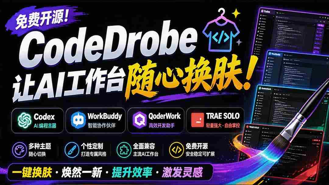 （19586期）免费开源的CodeDrobe，让AI工作台随心换肤，支持Codex、WorkBuddy等，免费且本地运行！-副业部