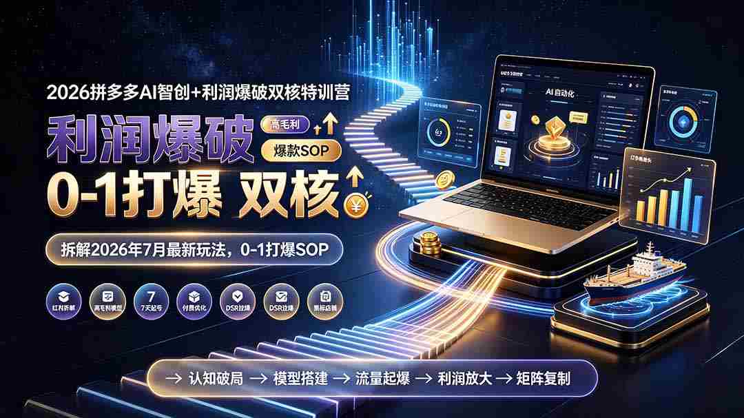 （19307期）2026拼多多AI智创+利润爆破双核特训营-拆解2026年7月最新玩法，0-1打爆SOP-副业部