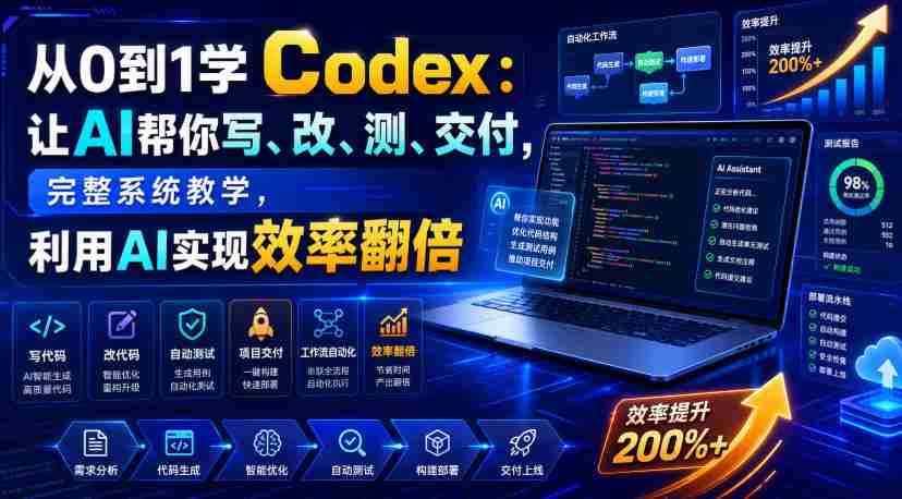 从0到1学Codex：让AI帮你写、改、测、交付，完整系统教学，利用AI实现效率翻倍-副业部