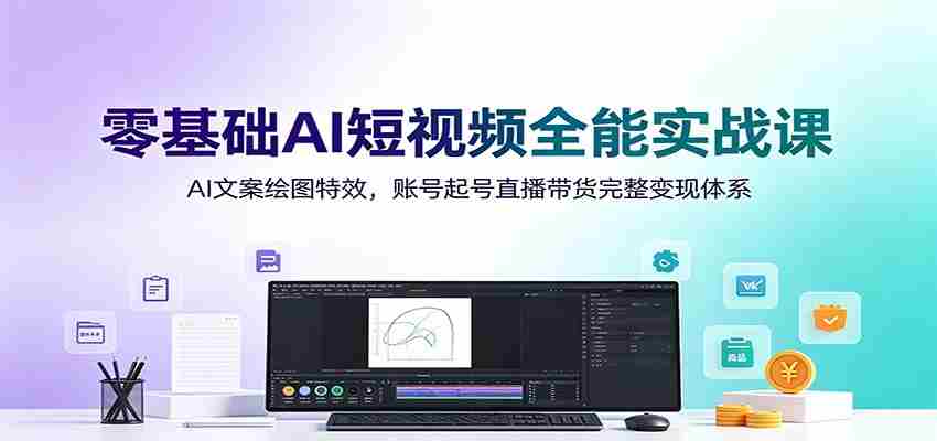 零基础AI短视频全能实战课：AI文案绘图特效，账号起号直播带货完整变现体系-副业部