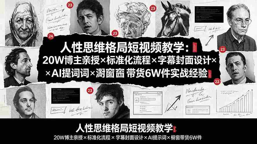 （19538期）人性思维格局短视频教学：20W博主亲授×标准化流程×字幕封面设计×AI提示词×橱窗带货6W件实战经验-副业部