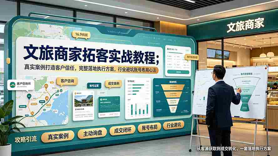 （19273期）文旅商家拓客实战教程；真实案例打造客户信任，完整落地执行方案，行业避坑账号布局心法-副业部