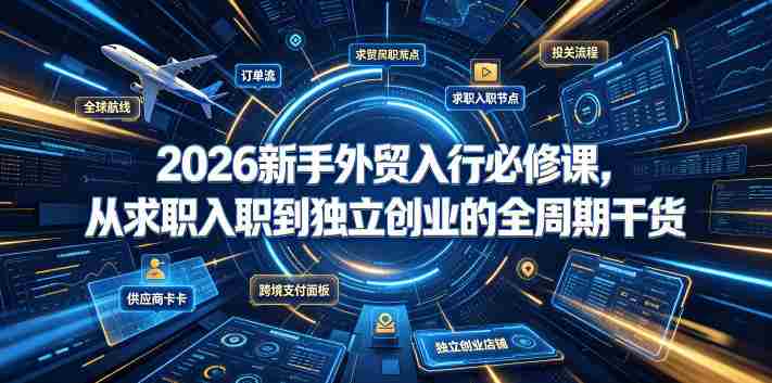 2026新手外贸入行必修课，从求职入职到独立创业的全周期干货-副业部