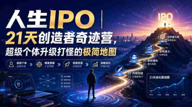 人生IPO︱21天创造者奇迹营，​超级个体升级打怪的极简地图-副业部