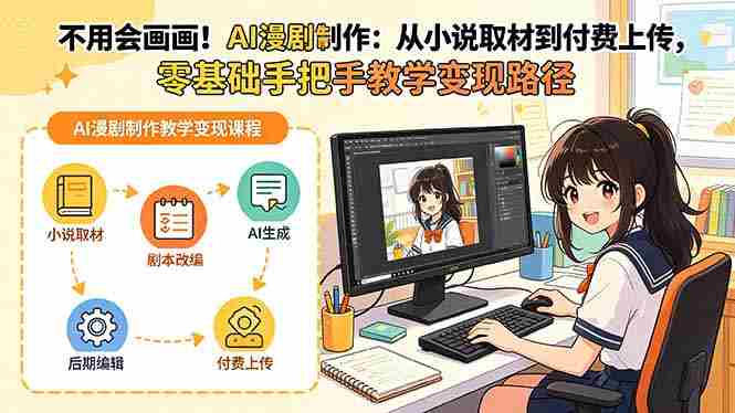 （19429期）不用会画画！AI漫剧制作：从小说取材到付费上传，零基础手把手教学变现路径（更新）-副业部