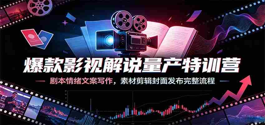 爆款影视解说量产特训营：剧本情绪文案写作，素材剪辑封面发布完整流程-副业部