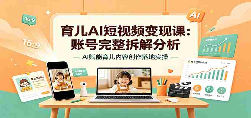 育儿AI短视频变现课：账号完整拆解分析，AI赋能育儿内容创作落地实操-副业部