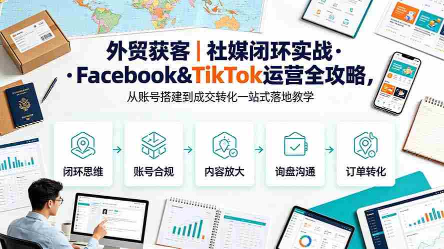 （19526期）外贸获客｜社媒闭环实战·Facebook&TikTok运营全攻略，从账号搭建到成交转化一站式落地教学-副业部