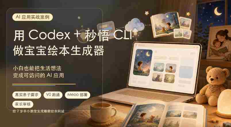 AI应用实战案例，用Codex+秒悟CLl做宝宝绘本生成器，小白也能把生活想法变成可访问的AI应用-副业部