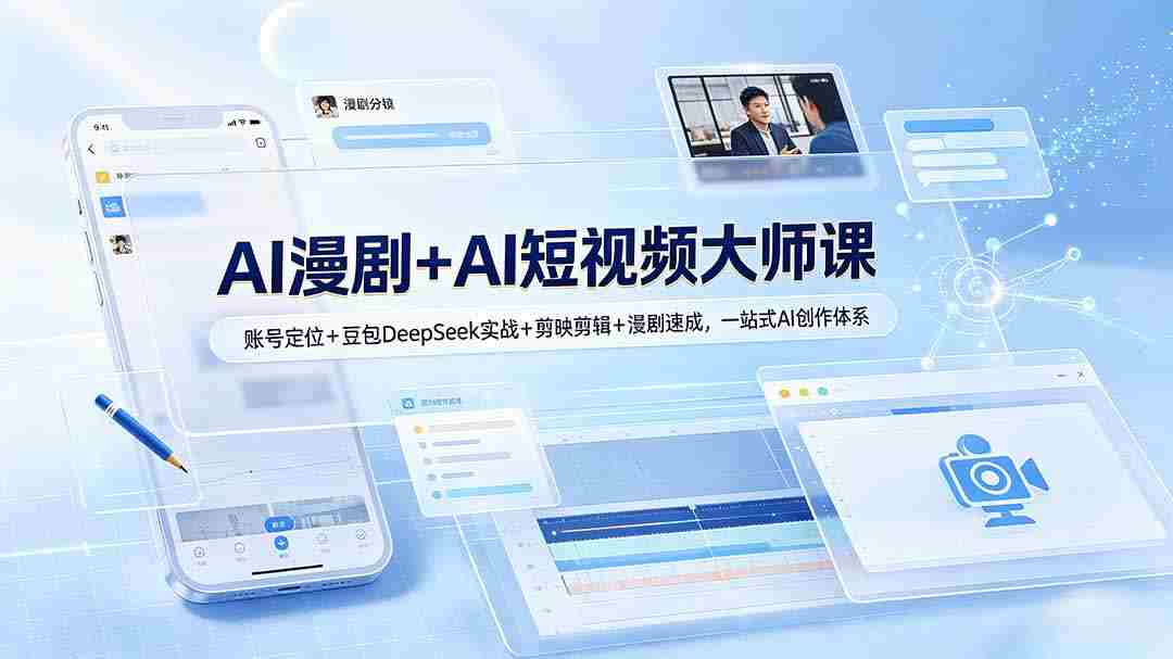 （19147期）AI漫剧+AI短视频大师课：账号定位+豆包DeepSeek实战+剪映剪辑+漫剧速成，一站式AI创作体系-副业部