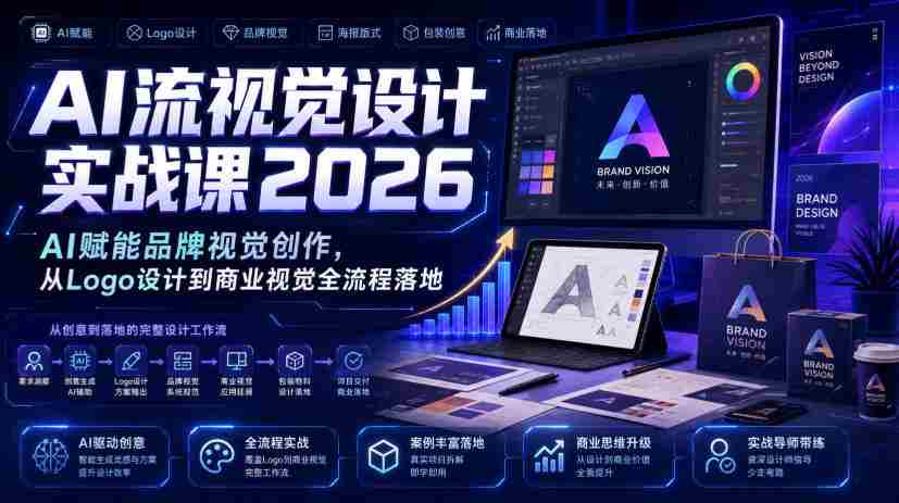 AI流视觉设计实战课2026：AI赋能品牌视觉创作，从Logo设计到商业视觉全流程落地-副业部
