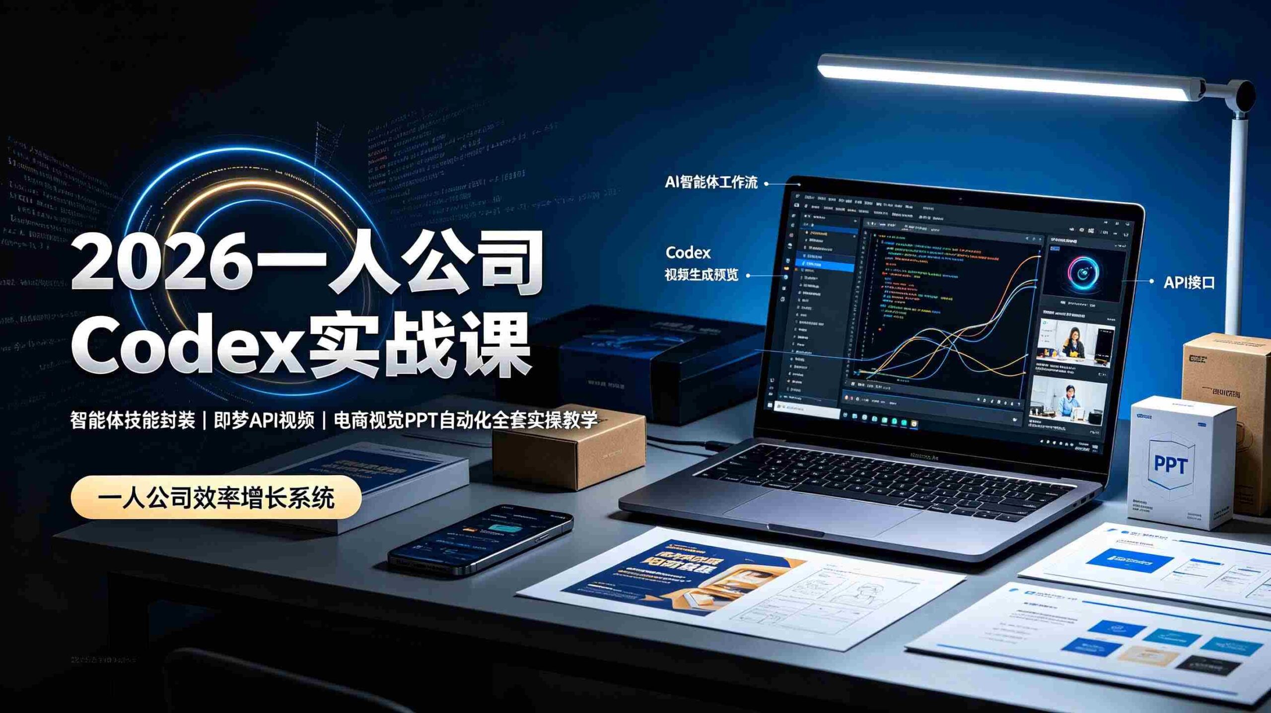 (19503期)2026一人公司Codex实战课◆智能体技能封装|即梦API视频|电商视觉PPT自动化全套实操教学-副业部