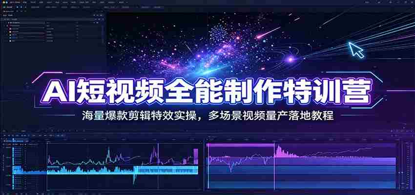 AI短视频全能制作特训营：海量爆款剪辑特效实操，多场景视频量产落地教程-副业部