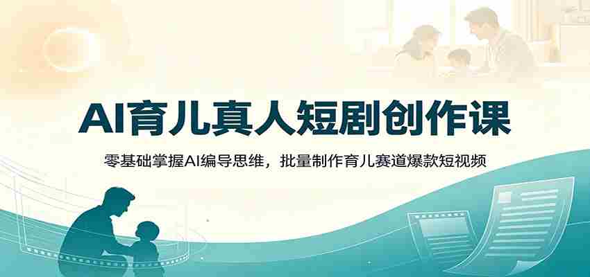 AI育儿真人短剧创作课：零基础掌握AI编导思维，批量制作育儿赛道爆款短视频-副业部