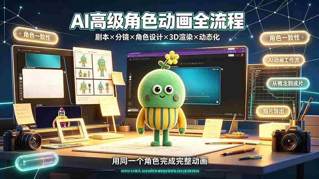 （19304期）AI高级角色动画全流程：剧本×分镜×角色设计×3D渲染×动态化，从概念到成片一站式教学-副业部