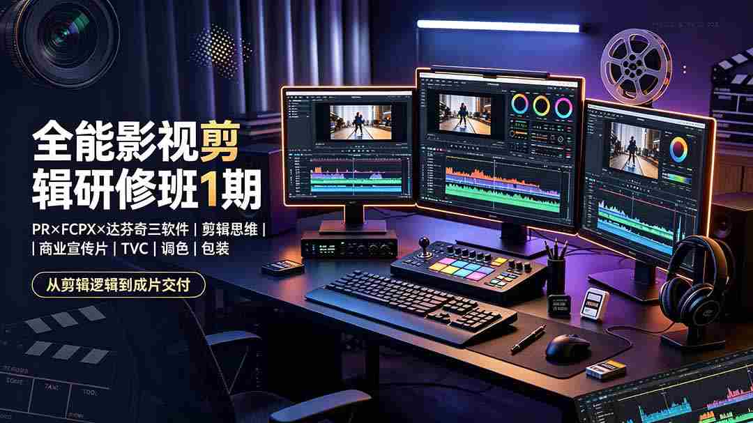 （19451期）全能影视剪辑研修班1期-无水印：PR×FCPX×达芬奇三软件×剪辑思维×商业宣传片×TVC×调色×包装，全链路系统课-副业部