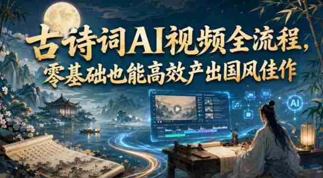 古诗词AI视频全流程，零基础也能高效产出国风佳作-副业部
