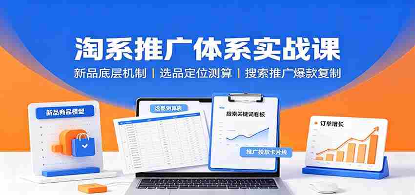 淘系推广体系实战课：新品底层机制，选品定位测算，搜索推广爆款复制-副业部