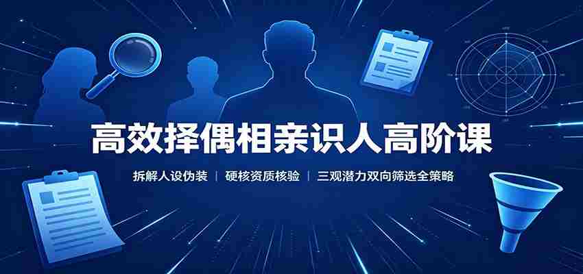 高效择偶相亲识人高阶课：拆解人设伪装，硬核资质核验，三观潜力双向筛选全策略-副业部