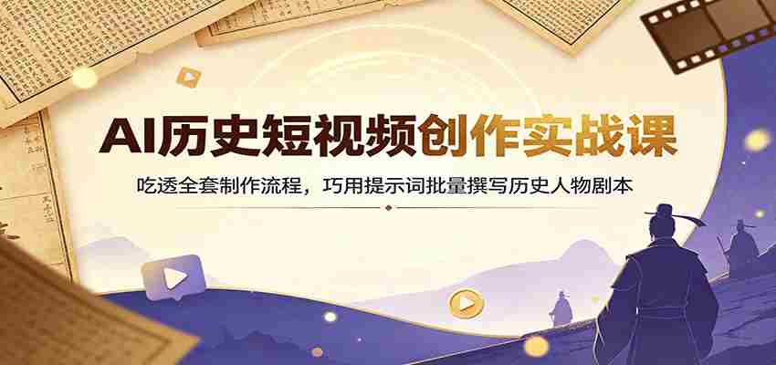 AI历史短视频创作实战课：吃透全套制作流程，巧用提示词批量撰写历史人物剧本-副业部