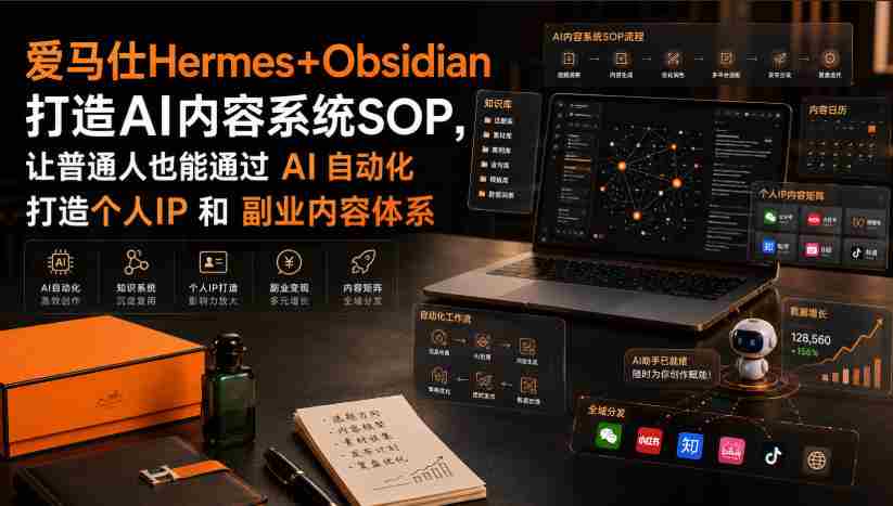爱马仕Hermes+Obsidian打造AI内容系统SOP，让普通人也能通过 AI 自动化打造个人IP 和 副业内容体系-副业部