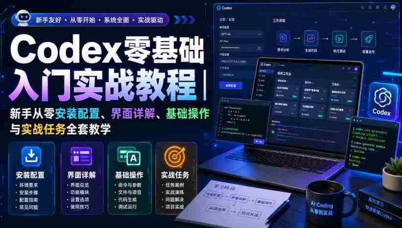 Codex零基础入门实战教程｜新手从零安装配置、界面详解、基础操作与实战任务全套教学-副业部