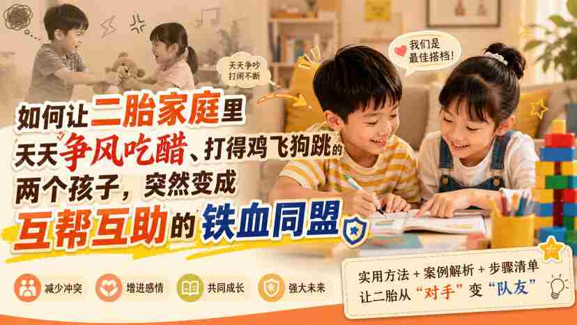 付费文章：如何让二胎家庭里天天争风吃醋、打得鸡飞狗跳的两个孩子，突然变成互帮互助的铁血同盟？-副业部