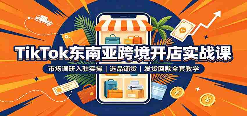TikTok东南亚跨境开店实战课：市场调研入驻实操，选品铺货，发货回款全套教学-副业部