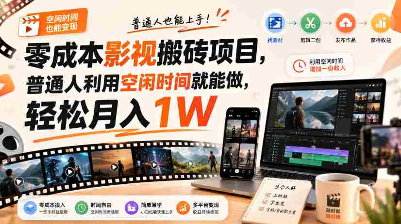 零成本影视搬砖项目,普通人利用空闲时间就能做,轻松月入1W【揭秘】