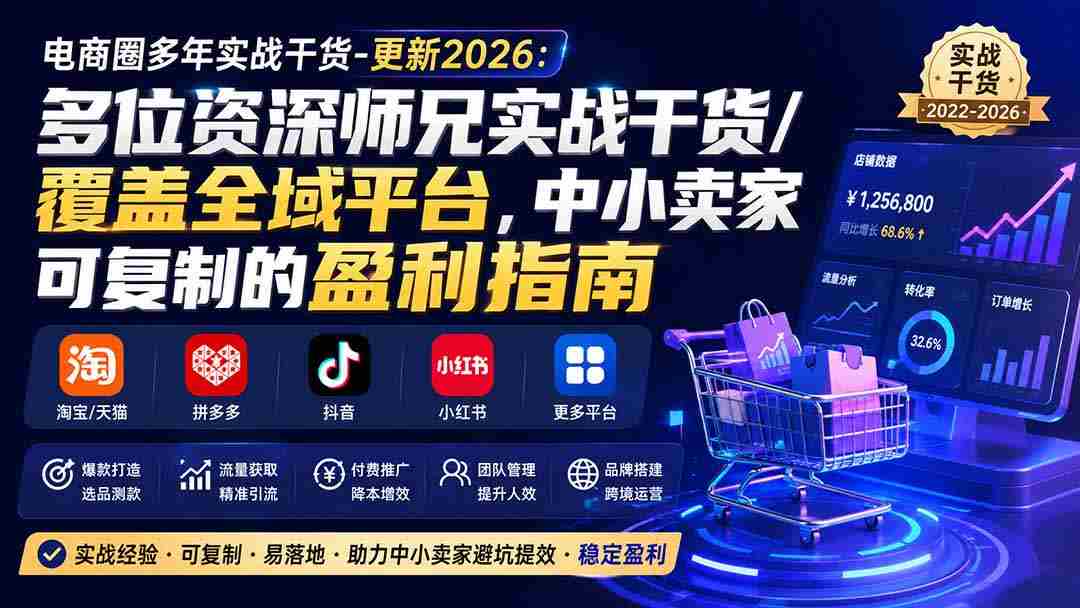 （20159期）电商圈多年实战干货-更新2026：多位资深师兄实战干货/覆盖全域平台，中小卖家可复制的盈利指南-副业部