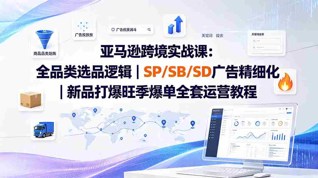 （20160期）亚马逊跨境实战课-更新8月：全品类选品逻辑｜SP/SB/SD广告精细化｜新品打爆旺季爆单全套运营教程-副业部