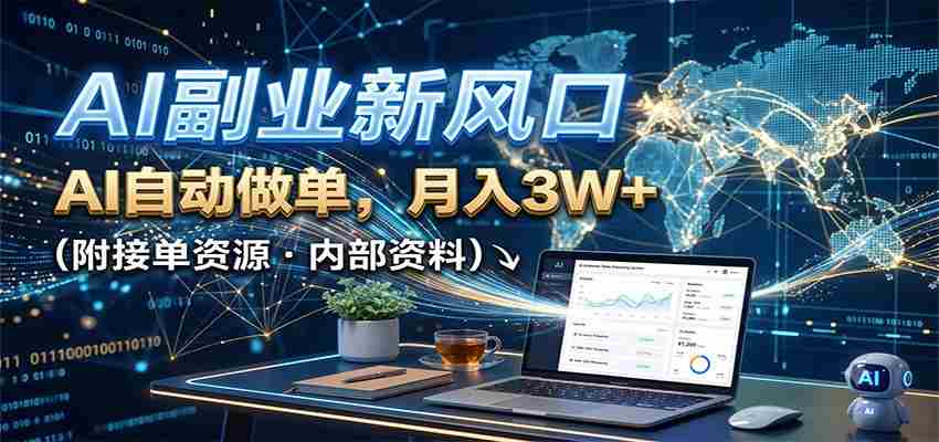 AI副业新风口，AI自动做单，月入3W+，附接单资源-副业部