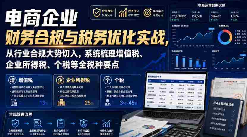 电商企业财务合规与税务优化实战，从行业合规大势切入，系统梳理增值税、企业所得税、个税等全税种要点-副业部