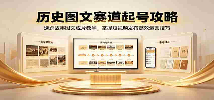 历史图文赛道起号攻略：选题故事图文成片教学，掌握短视频发布高效运营技巧-副业部